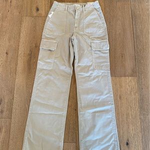 Zara High Rise Cargo Pants women’s sz 2 Tan with Pockets NWT